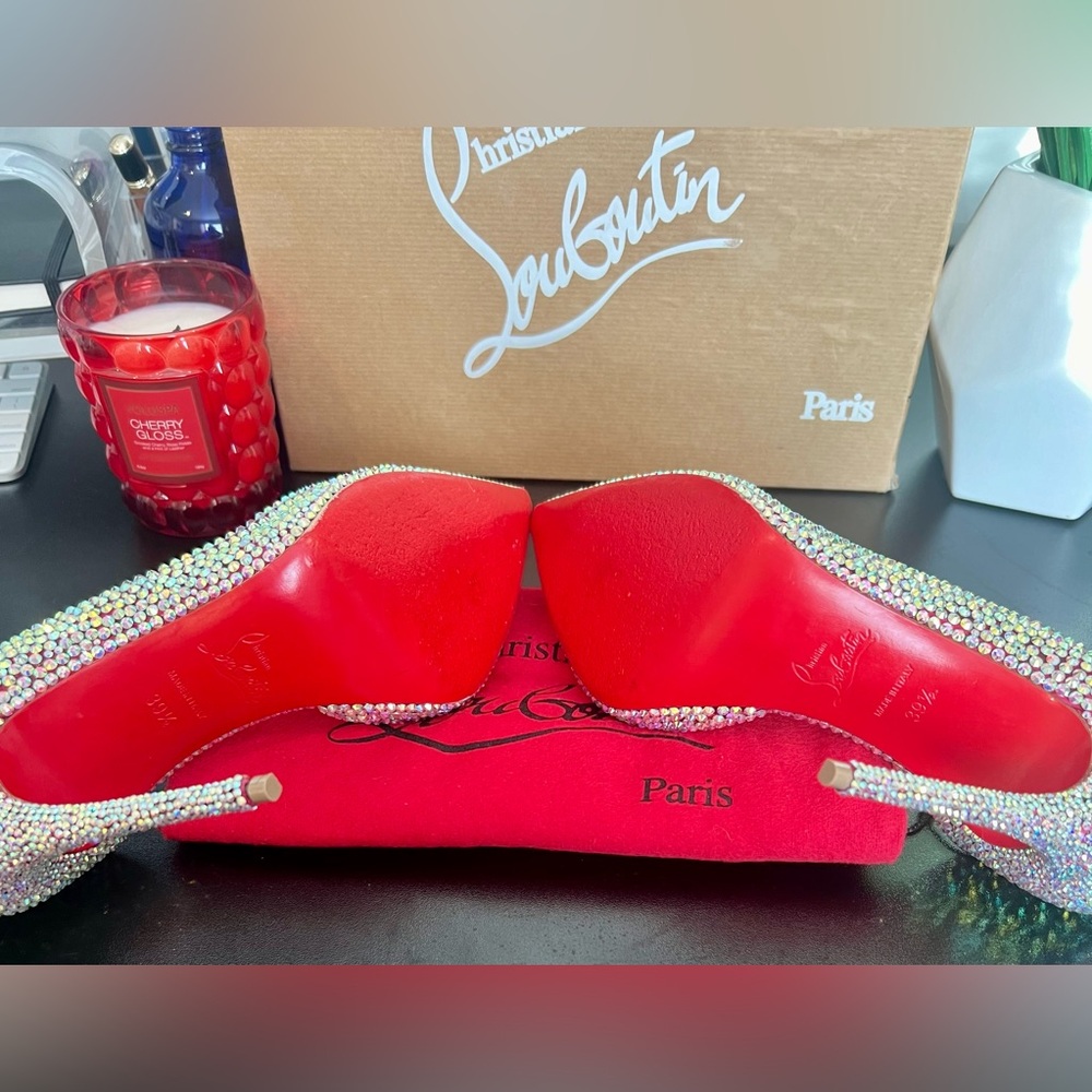 Christian Louboutin Swarovski Crystal Wedding Shoes Iriza 100 Rosa Strass 39.5 - Picture 3 of 5